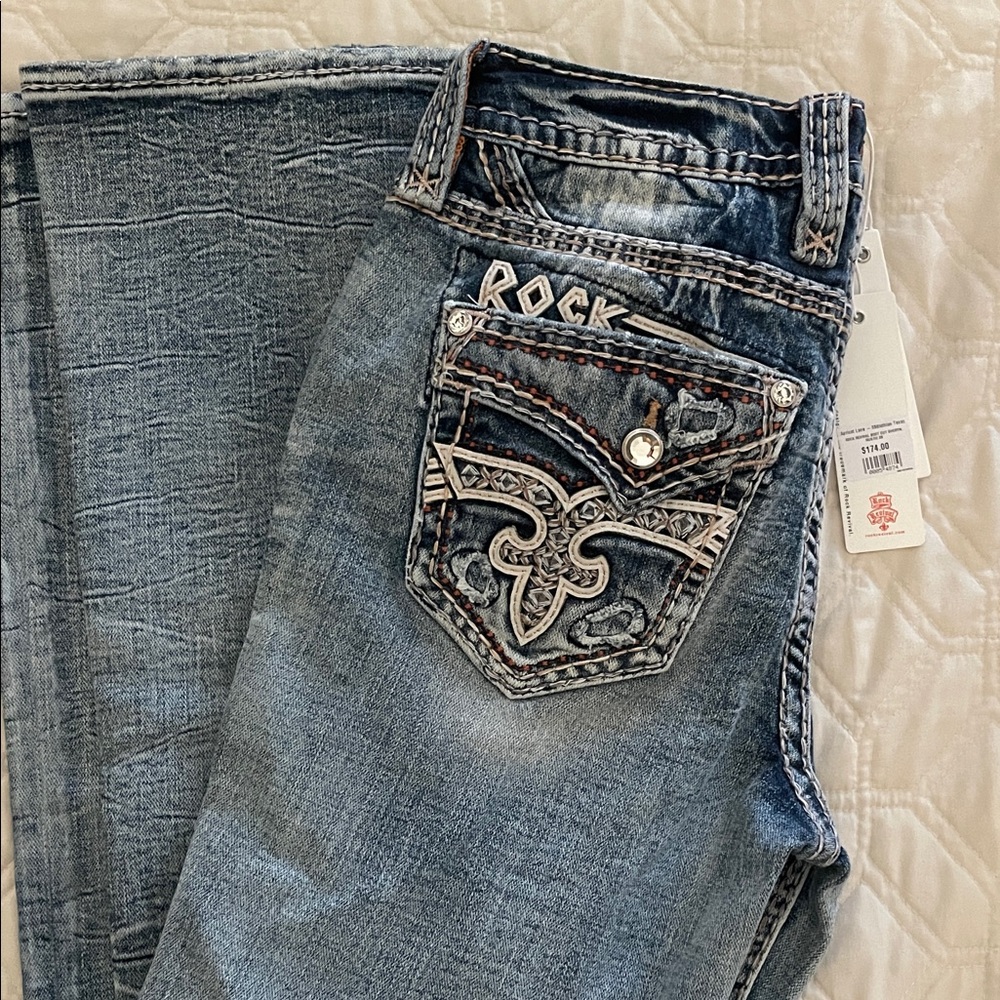 Rock Revival Distressed Blue Jeans